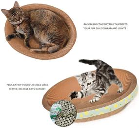 img 3 attached to 🐾 Large Oval Cardboard Cat Scratcher Lounge Bed with Catnip, Furniture Protection Training Toy and Scratch Pad for Big Cats