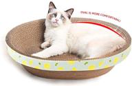 🐾 large oval cardboard cat scratcher lounge bed with catnip, furniture protection training toy and scratch pad for big cats logo