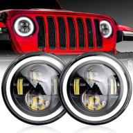 🚙 пара nifeida 7-дюймовых круглых черных фар для jeep wrangler jk tj lj cj 97-18, hi/lo луч с желто-белым drl и гало полукруглые ангельские глазки, совместимые с hummer h1 h2 мотоцикл логотип
