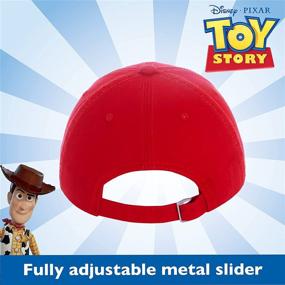 img 2 attached to Red Cotton Baseball Cap with Embroidered Pizza Planet Delivery Logo from Disney Pixar Toy Story, Adjustable with Curved Brim and Medium Size