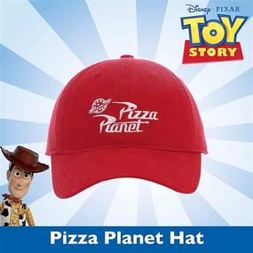 img 3 attached to Red Cotton Baseball Cap with Embroidered Pizza Planet Delivery Logo from Disney Pixar Toy Story, Adjustable with Curved Brim and Medium Size