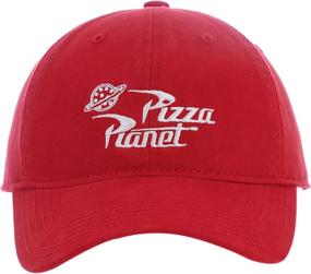 img 4 attached to Red Cotton Baseball Cap with Embroidered Pizza Planet Delivery Logo from Disney Pixar Toy Story, Adjustable with Curved Brim and Medium Size