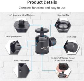 img 1 attached to 📷 ARTCISE CB19 Mini Ball Head: Portable CNC Machining Tripod Ball Head for Phones & Lightweight Cameras – 360° Rotation, Aluminum Alloy, Max Load 6.6lbs/3kg