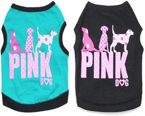 img 4 attached to 🐶 DERUILA 2pcs Dog Clothes Shirt Cotton for Small Girl Dogs | Pink Print Accessories | Cute Spring Summer Apparel for Chihuahua, Yorkie, and Puppy Pets