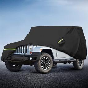 img 4 attached to 🚙 Ultimate Snowproof All Weather Car Cover for Jeep Wrangler 1987-2021 JK, JL, CJ, YJ, TJ 4 Doors - Waterproof, Sunproof, UV Protected SUV Cover (Black) with Zipper