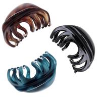 extra large octopus hair claw clips for women with thick hair - non slip grip, 4 inch hair clamps for strong hold (pack of 3) logo