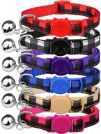 🐱 6 pcs plaid breakaway cat collars with bell - ideal safety collars for cats and kittens logo