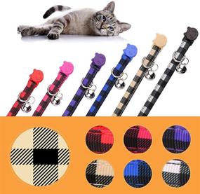 img 1 attached to 🐱 6 PCS Plaid Breakaway Cat Collars with Bell - Ideal Safety Collars for Cats and Kittens