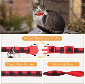 img 3 attached to 🐱 6 PCS Plaid Breakaway Cat Collars with Bell - Ideal Safety Collars for Cats and Kittens