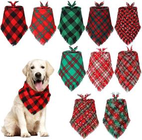 img 4 attached to Christmas Bandana Snowflake Triangle Accessories Dogs