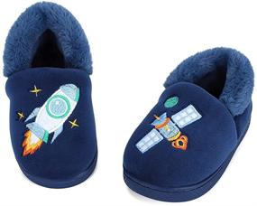 img 3 attached to Comfy Kids' Cartoon Slippers with Memory Foam: Warm Plush House Shoes for Boys and Girls