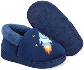 img 1 attached to Comfy Kids' Cartoon Slippers with Memory Foam: Warm Plush House Shoes for Boys and Girls