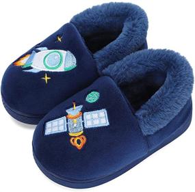 img 4 attached to Comfy Kids' Cartoon Slippers with Memory Foam: Warm Plush House Shoes for Boys and Girls