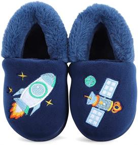img 2 attached to Comfy Kids' Cartoon Slippers with Memory Foam: Warm Plush House Shoes for Boys and Girls