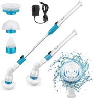 🧽 efficient electric spin scrubber: 360° cordless tub and tile cleaner with replaceable brush heads and extension arm logo