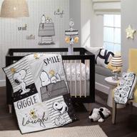 🐾 lambs & ivy classic snoopy baby crib bedding set - white/black/gray, 3-piece logo