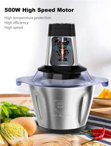 img 3 attached to 🔪 HOMEASY Electric Meat Grinder - 2.5L Stainless Steel Food Processor with 4 Sharp Blades - Ideal for Meat, Vegetables, Fruits, and Nuts - 500W Power