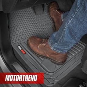 img 3 attached to Motor Trend FlexTough Advanced Gray Rubber Car Floor Mats With Cargo Liner Full Set - Front &Amp