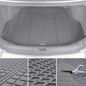 img 1 attached to Motor Trend FlexTough Advanced Gray Rubber Car Floor Mats With Cargo Liner Full Set - Front &Amp