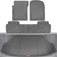 motor trend flextough advanced gray rubber car floor mats with cargo liner full set - front &amp logo