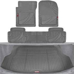 img 4 attached to Motor Trend FlexTough Advanced Gray Rubber Car Floor Mats With Cargo Liner Full Set - Front &Amp