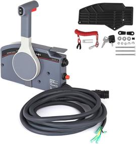 img 4 attached to 🕹️ Mophorn Outboard Remote Control Box Side Mount for 703 Yamaha Outboards - Push Throttle 10 Pin Cable & 16ft Harness