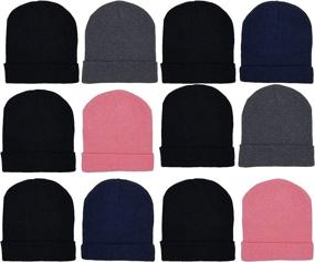 img 2 attached to 🧣 Wholesale Pack of 12 Warm and Cozy Winter Beanie Hats for Men and Women, Knitted Cuffed Skull Caps