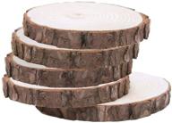 набор из 5 необработанных натуральных древесных круглых дисков, 5-6 дюймов, с корой дерева для рукоделия, пирографии, рождественских украшений и рустикальных свадебных украшений. логотип