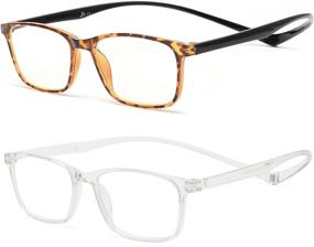 img 4 attached to 👓 JM 2-Pack Magnetic Reading Glasses: Rectangle Blue Light Blocking Computer Readers