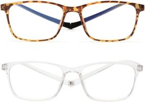 img 3 attached to 👓 JM 2-Pack Magnetic Reading Glasses: Rectangle Blue Light Blocking Computer Readers