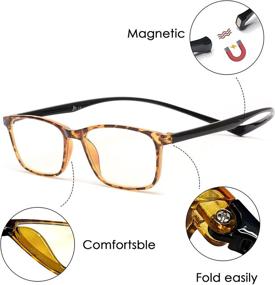 img 2 attached to 👓 JM 2-Pack Magnetic Reading Glasses: Rectangle Blue Light Blocking Computer Readers