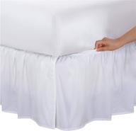 white twin bed skirt - bed maker's microfiber wrap-around, gathered ruffled style, classic 14-inch drop length logo
