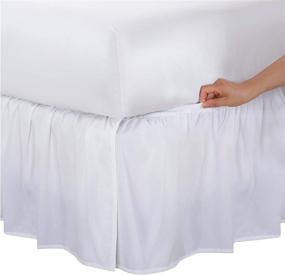 img 4 attached to Белый каркас кровати для двоих - чехол-обматывающий из микрофибры Bed Maker's, со сборкой в рюши, классического длиной 14 дюймов.