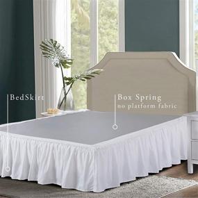img 3 attached to Белый каркас кровати для двоих - чехол-обматывающий из микрофибры Bed Maker's, со сборкой в рюши, классического длиной 14 дюймов.