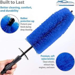 img 1 attached to 🧹 18 Inch Long Wheel Brush, Tire Cleaner Brush, Easy Reach Wheel and Tire Rim Brush for Cars and Trucks, Spokes, Barrels, Brake Calipers, Scratch-Free Cleaning Brush by Relentless Drive