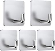 🔗 5 pack heavy duty adhesive hooks | stainless steel waterproof towel & coat holders | self adhesive kitchen & bathroom wall hooks logo