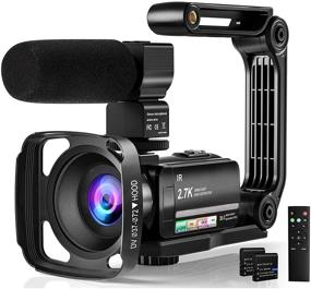 img 4 attached to 📷 2.7K Full HD Video Camera Camcorder for YouTube Vlogging, Night Vision, Touch Screen - 36MP/30FPS, 16X Zoom, Microphone, Remote Control, 2 Batteries