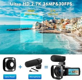 img 3 attached to 📷 2.7K Full HD Video Camera Camcorder for YouTube Vlogging, Night Vision, Touch Screen - 36MP/30FPS, 16X Zoom, Microphone, Remote Control, 2 Batteries