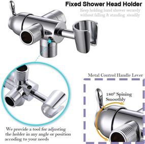 img 1 attached to 🚿 Chrome Plated Shower Arm Diverter 3 Way with Handheld Shower Mount Bracket - Universal Brass Valve Replacement for Bathroom Shower System - G1/2 Fittings - Suitable for Hand Shower and Fixed Spray Head