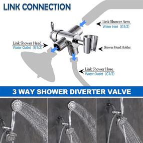 img 2 attached to 🚿 Chrome Plated Shower Arm Diverter 3 Way with Handheld Shower Mount Bracket - Universal Brass Valve Replacement for Bathroom Shower System - G1/2 Fittings - Suitable for Hand Shower and Fixed Spray Head