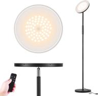 🔦 black led torchiere floor lamp by garryliting - modern dimmable remote & touch control, 24w/200w equivalent super bright lighting for bedroom living room office - 5 color temperatures логотип