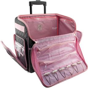 img 3 attached to Everything Mary Deluxe Quilted Pink and Grey Rolling Sewing Machine Tote - Portable Case with 🧵 Wheels & Handle - Fits Most Brother & Singer Sewing Machines - Sewing Bag for Easy Transportation
