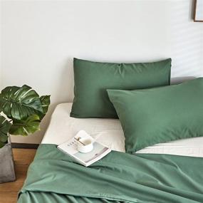 img 4 attached to 🌿 2-Pack Koreyoshi Ultra Soft Microfiber Cooling Pillow Cover Standard Size - Hypoallergenic Pillowcases - Envelope Closure - Wrinkle, Fade, Stain Resistant - Green (20x26 Inches)