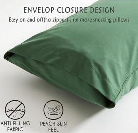 img 3 attached to 🌿 2-Pack Koreyoshi Ultra Soft Microfiber Cooling Pillow Cover Standard Size - Hypoallergenic Pillowcases - Envelope Closure - Wrinkle, Fade, Stain Resistant - Green (20x26 Inches)
