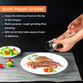 img 3 attached to 🌶️ Premium 304 Stainless Steel Pepper Grinder Set with Ceramic Blades - Adjustable Coarseness, Sea Salt and Black Peppercorn Mill Combo!