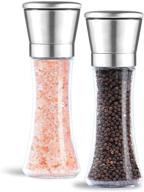 🌶️ premium 304 stainless steel pepper grinder set with ceramic blades - adjustable coarseness, sea salt and black peppercorn mill combo! logo