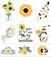 🌻 set of 9 sunflower stencils - reusable 8 x 11 inch templates for painting wood, walls, furniture - featuring sunflowers, butterflies, gnome, and you are my sunshine logo