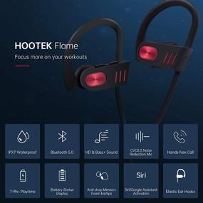 img 3 attached to 🎧 HOOTTEK V5.0 IPX7 Waterproof Bluetooth Earphones - Premium Wireless Sport Headphones with Sweatproof HD Stereo Sound, 8Hrs Playtime, and CVC8.0 Noise Cancelling for Workout, Running, Gym