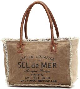 img 4 attached to 👜 Myra Bags S-1046 Sel De Mer Upcycled Canvas Hand Bag
