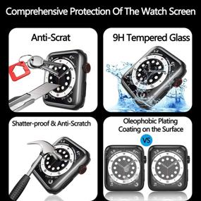 img 1 attached to 📱 [2 шт] YMHML Закаленное стекло Screen Protector для Apple Watch 44mm SE Series 6 Series 5 Series 4 - Полное покрытие с 3D изогнутым краем и рамкой для установки - аксессуары iWatch 44mm